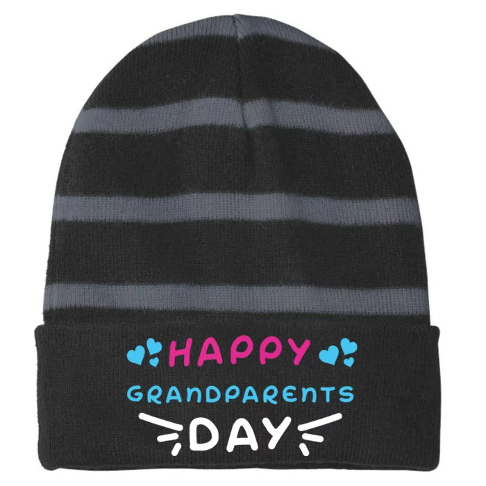 Grandparents Day Striped Beanie with Solid Band