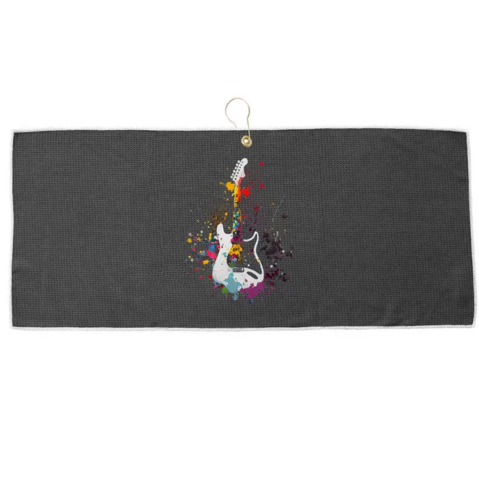 Guitar Design Guitar Gift For Guitarist Large Microfiber Waffle Golf Towel