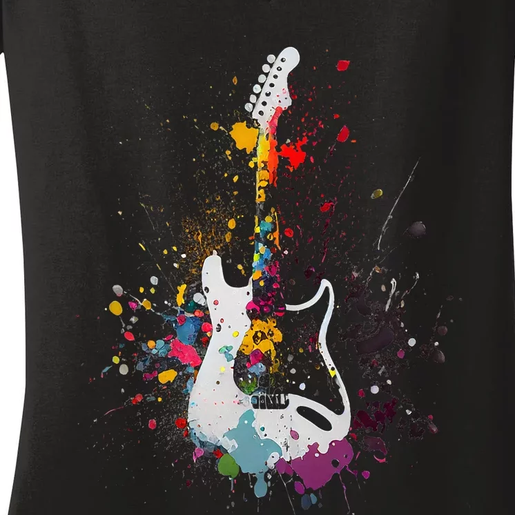 Guitar Design Guitar Gift For Guitarist Women's V-Neck T-Shirt