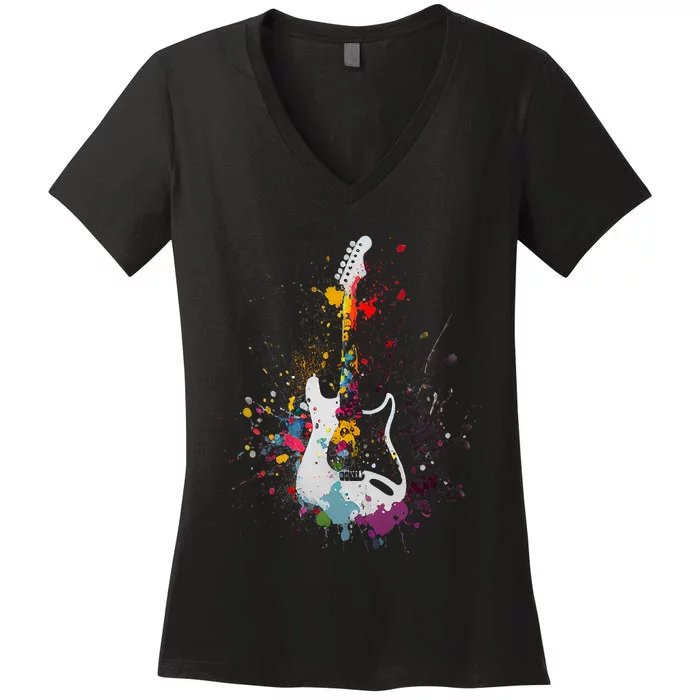 Guitar Design Guitar Gift For Guitarist Women's V-Neck T-Shirt