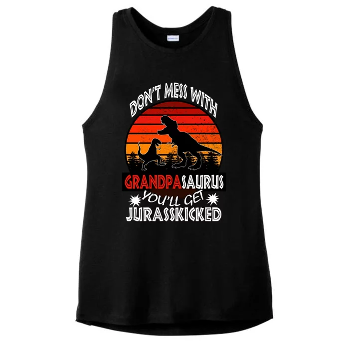 Grandpa Dinosaur Ladies Tri-Blend Wicking Tank