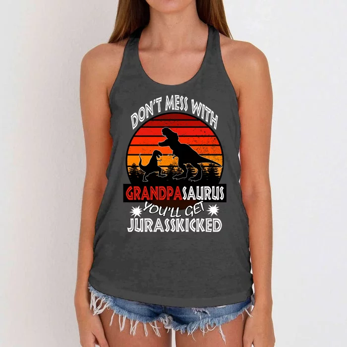 Grandpa Dinosaur Women's Knotted Racerback Tank