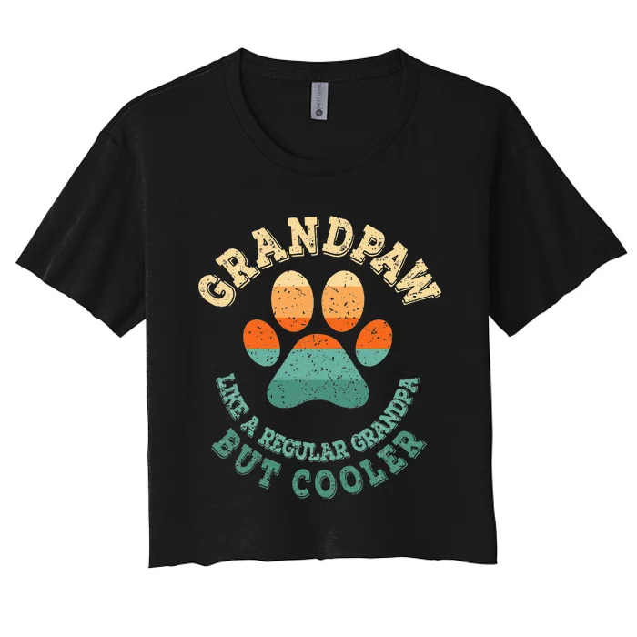 Grandpaw Dog Grandpa Grand Paw Retro Vintage Funny Women's Crop Top Tee