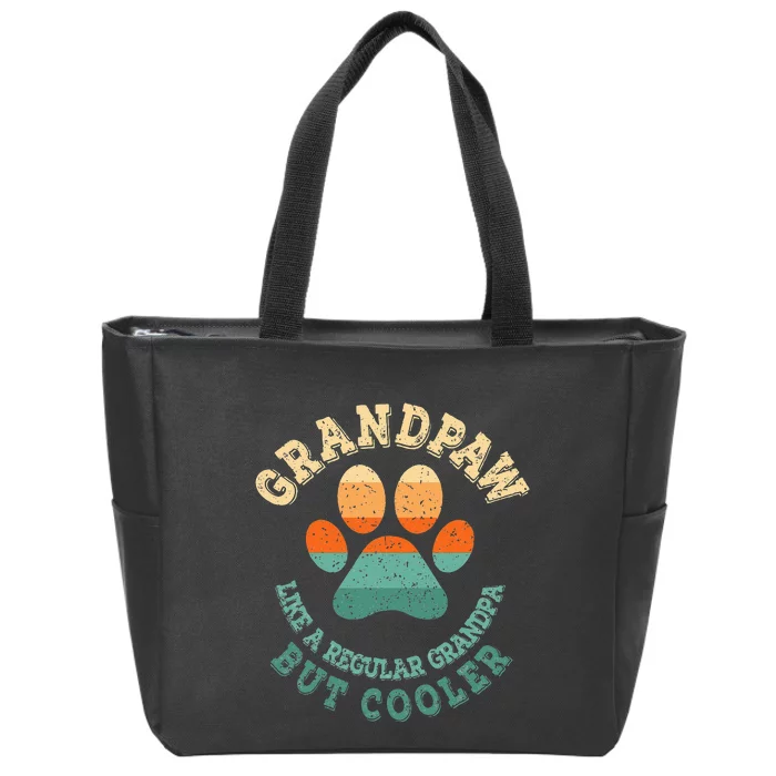 Grandpaw Dog Grandpa Grand Paw Retro Vintage Funny Zip Tote Bag