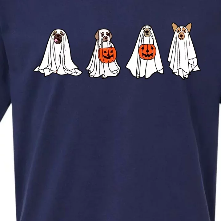 Ghostly Dog Gift A Spooky Season MustHave For Dog Lovers Gift Sueded Cloud Jersey T-Shirt