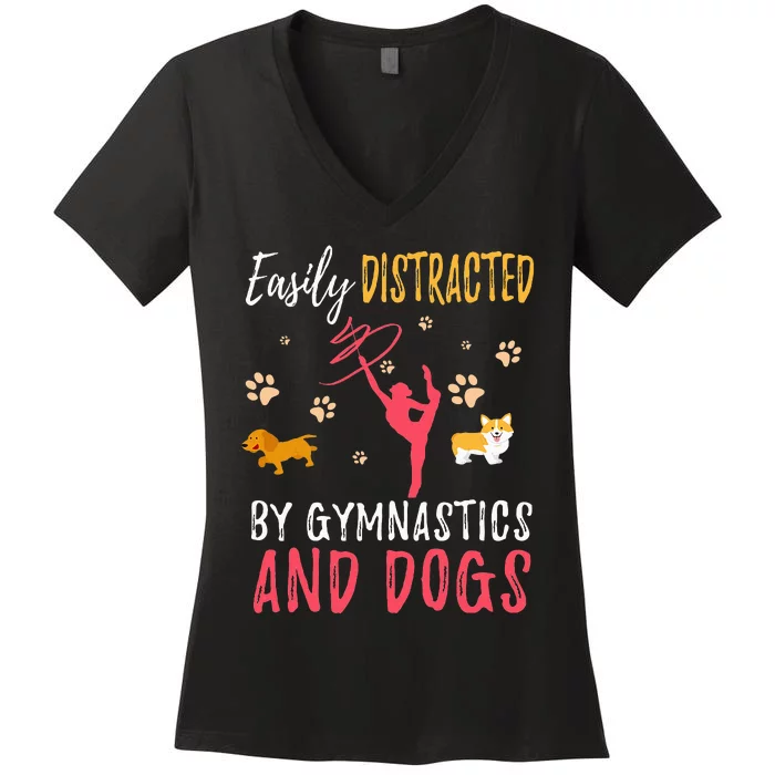 Gymnastics & Dogs Gymnast Dog Lover Women's V-Neck T-Shirt