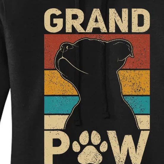 Grandpaw Dog Grandpa Funny Dog Lover Grandfather Men Pitbull Women's Pullover Hoodie