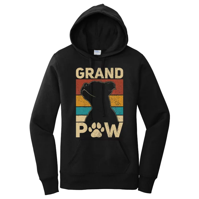 Grandpaw Dog Grandpa Funny Dog Lover Grandfather Men Pitbull Women's Pullover Hoodie