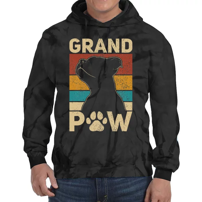 Grandpaw Dog Grandpa Funny Dog Lover Grandfather Men Pitbull Tie Dye Hoodie