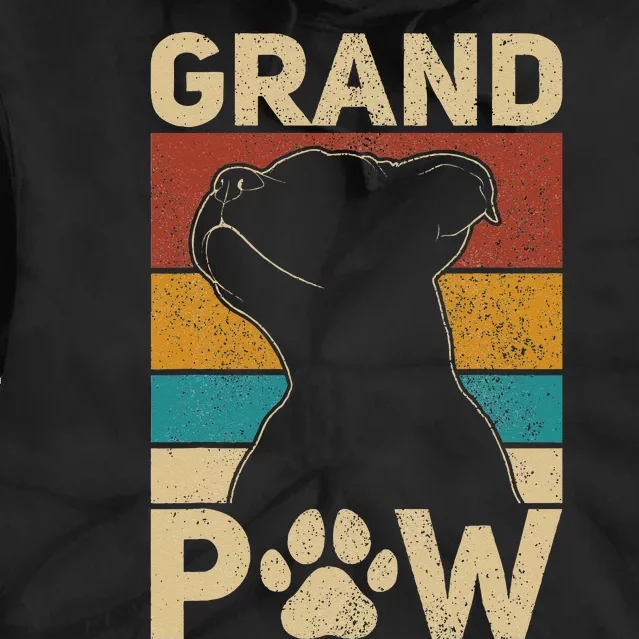 Grandpaw Dog Grandpa Funny Dog Lover Grandfather Men Pitbull Tie Dye Hoodie