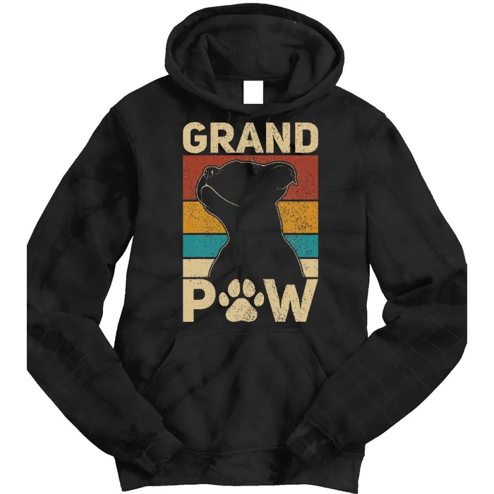 Grandpaw Dog Grandpa Funny Dog Lover Grandfather Men Pitbull Tie Dye Hoodie