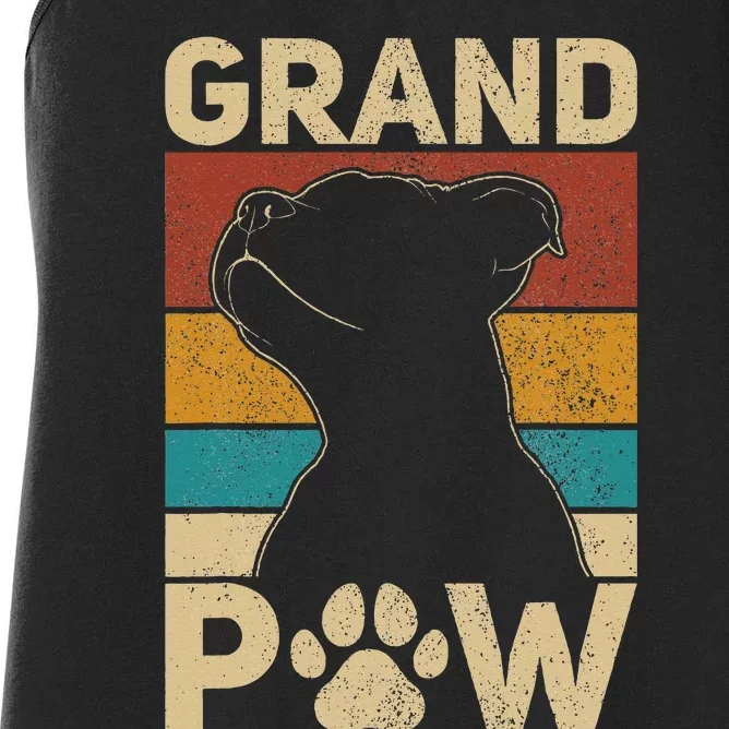 Grandpaw Dog Grandpa Funny Dog Lover Grandfather Men Pitbull Women's Racerback Tank