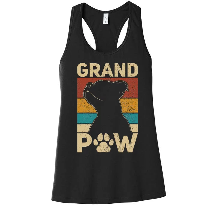 Grandpaw Dog Grandpa Funny Dog Lover Grandfather Men Pitbull Women's Racerback Tank