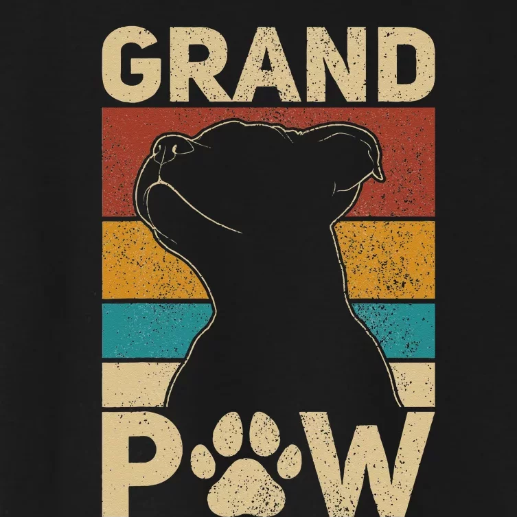 Grandpaw Dog Grandpa Funny Dog Lover Grandfather Men Pitbull Women's Crop Top Tee