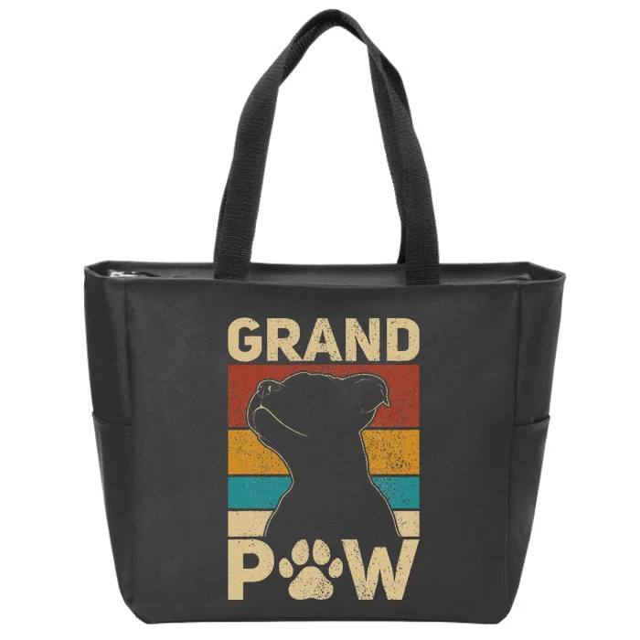 Grandpaw Dog Grandpa Funny Dog Lover Grandfather Men Pitbull Zip Tote Bag