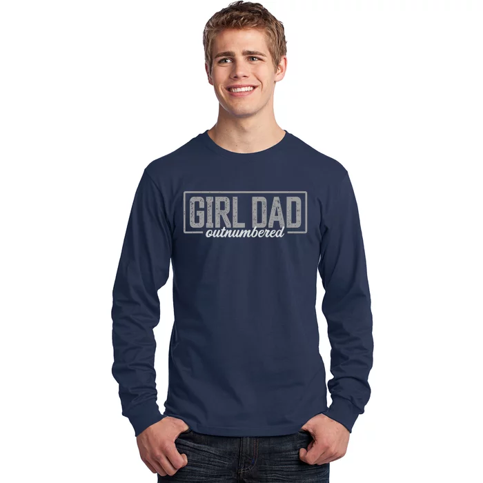 Girl Dad Gift For Men Fathers Day Outnumbered Girl Dad Long Sleeve Shirt