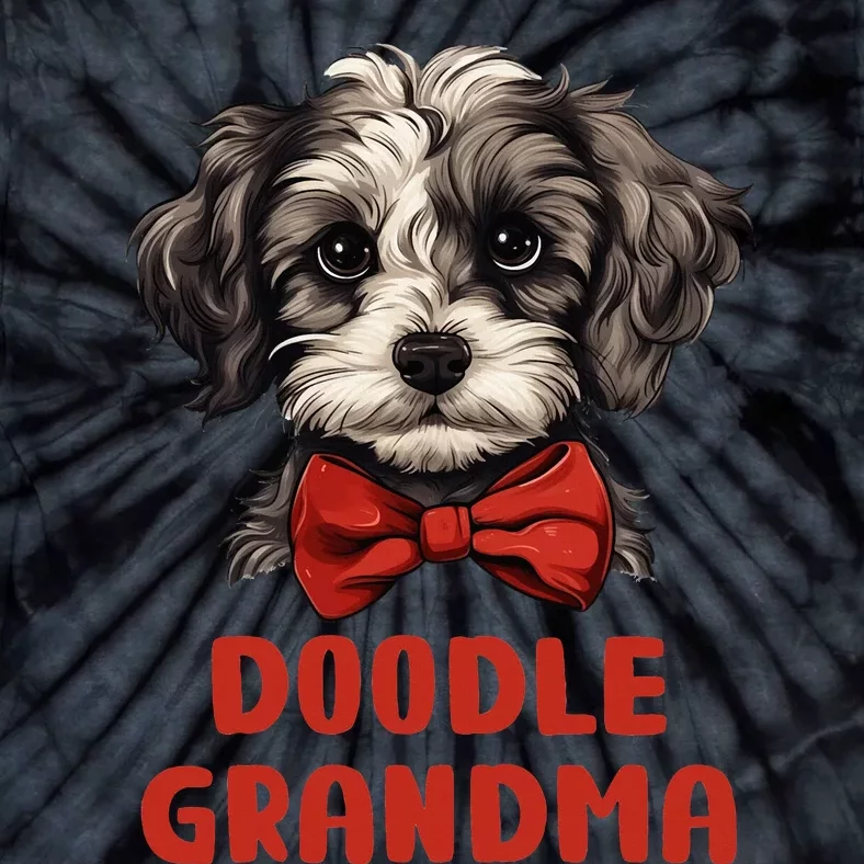 Grey Doodle Grandma Dog Lover Gift Funny Puppy Doodle Owner Tie-Dye T-Shirt