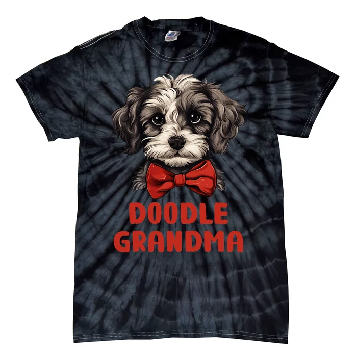 Grey Doodle Grandma Dog Lover Gift Funny Puppy Doodle Owner Tie-Dye T-Shirt