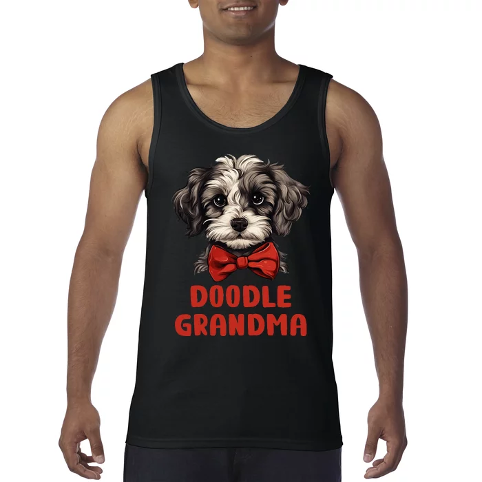 Grey Doodle Grandma Dog Lover Gift Funny Puppy Doodle Owner Tank Top