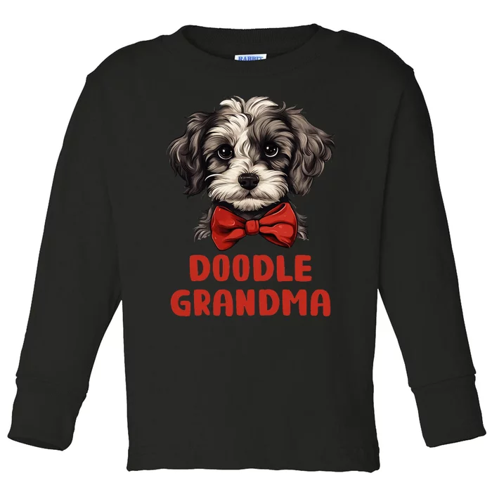 Grey Doodle Grandma Dog Lover Gift Funny Puppy Doodle Owner Toddler Long Sleeve Shirt