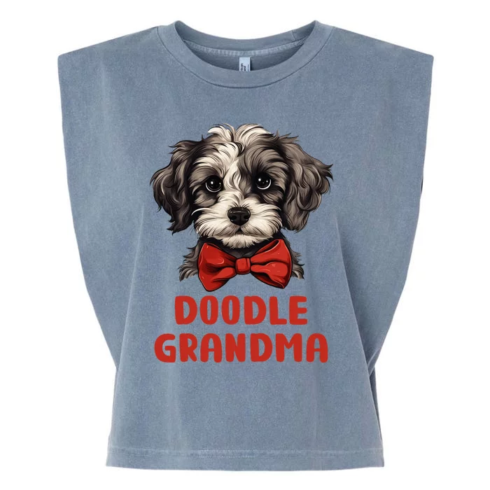 Grey Doodle Grandma Dog Lover Gift Funny Puppy Doodle Owner Garment-Dyed Women's Muscle Tee