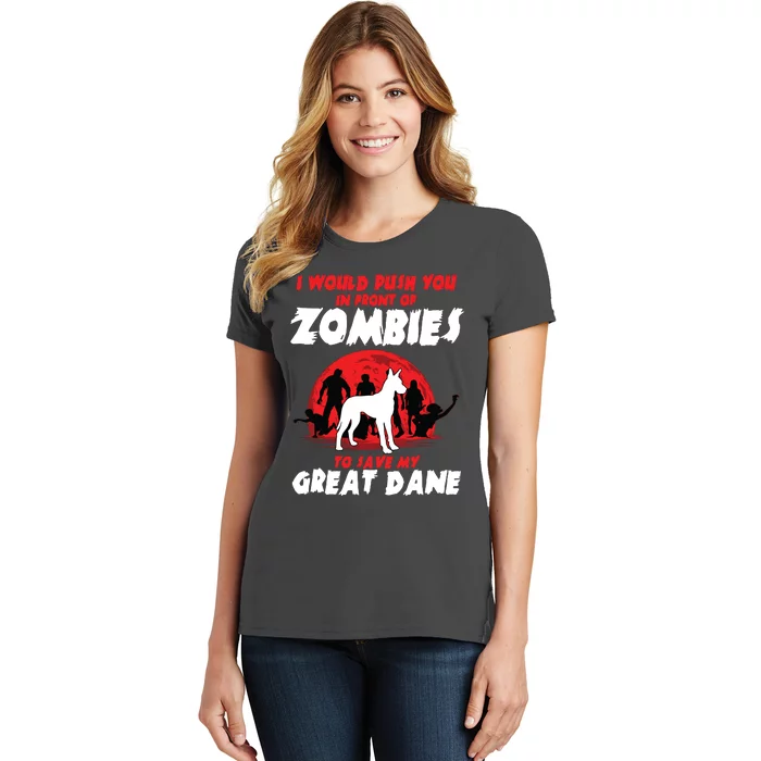 Great Dane Gentle Dog German Mastiff Zombie Halloween Women's T-Shirt