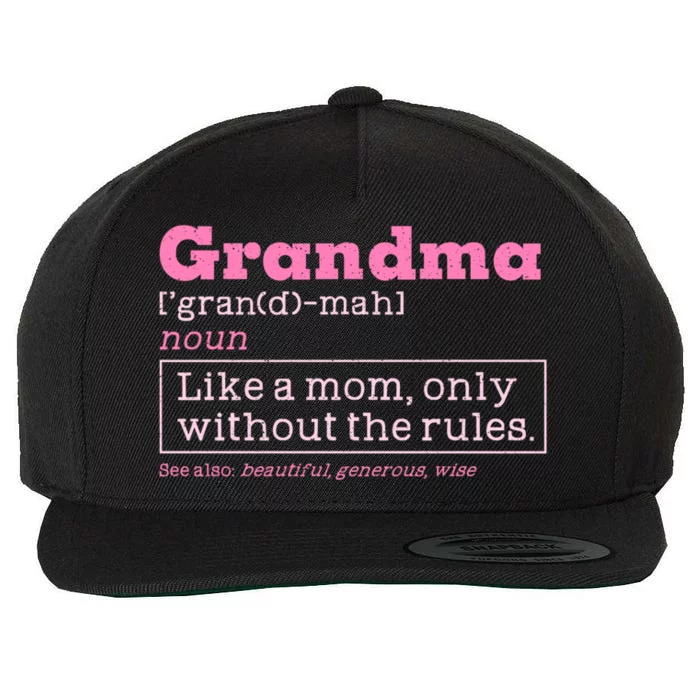 Grandma Definition Gift Wool Snapback Cap