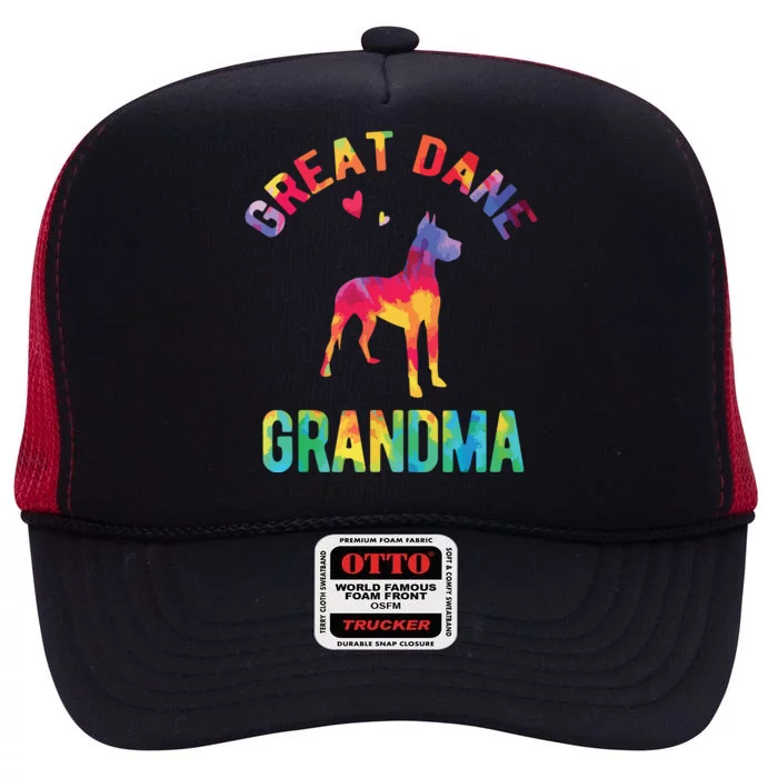 Great Dane Grandma Great Dane Nana Great Dane Dog Lover High Crown Mesh Trucker Hat