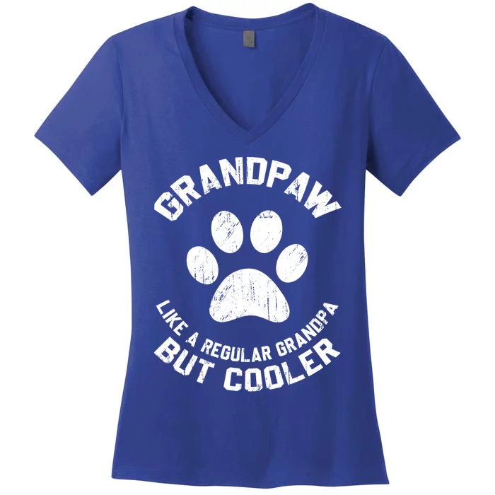 Grandpaw Dog Grandpa Grand Paw Vintage Funny Dogs Lovers Gift Women's V-Neck T-Shirt