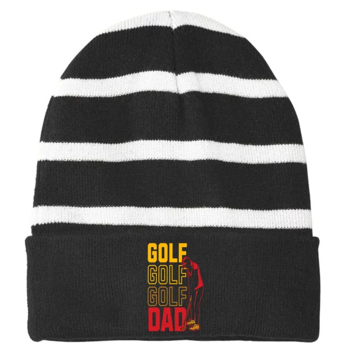 Golf Dad Gift For Dad Father's Day Striped Beanie with Solid Band