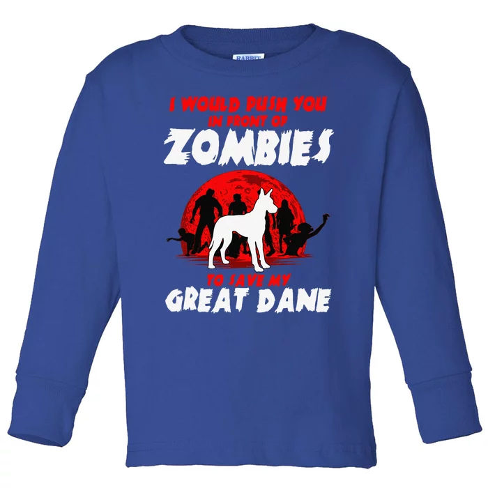 Great Dane Gentle Dog German Mastiff Zombie Halloween Toddler Long Sleeve Shirt