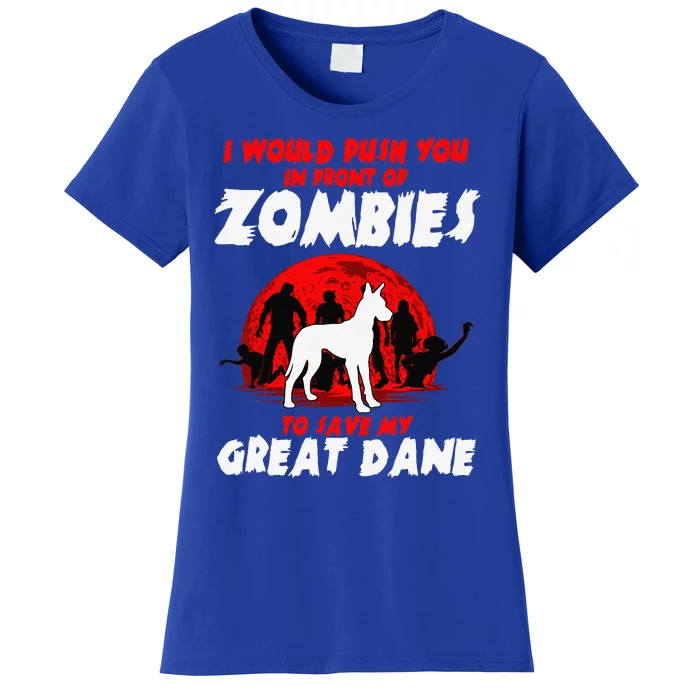 Great Dane Gentle Dog German Mastiff Zombie Halloween Women's T-Shirt