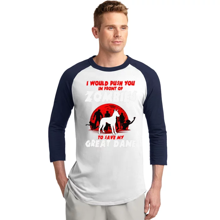 Great Dane Gentle Dog German Mastiff Zombie Halloween Baseball Sleeve Shirt