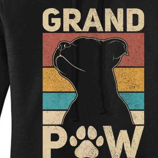 Grandpaw Dog Grandpa Funny Dog Lover Grandfather Pitbull Women's Pullover Hoodie