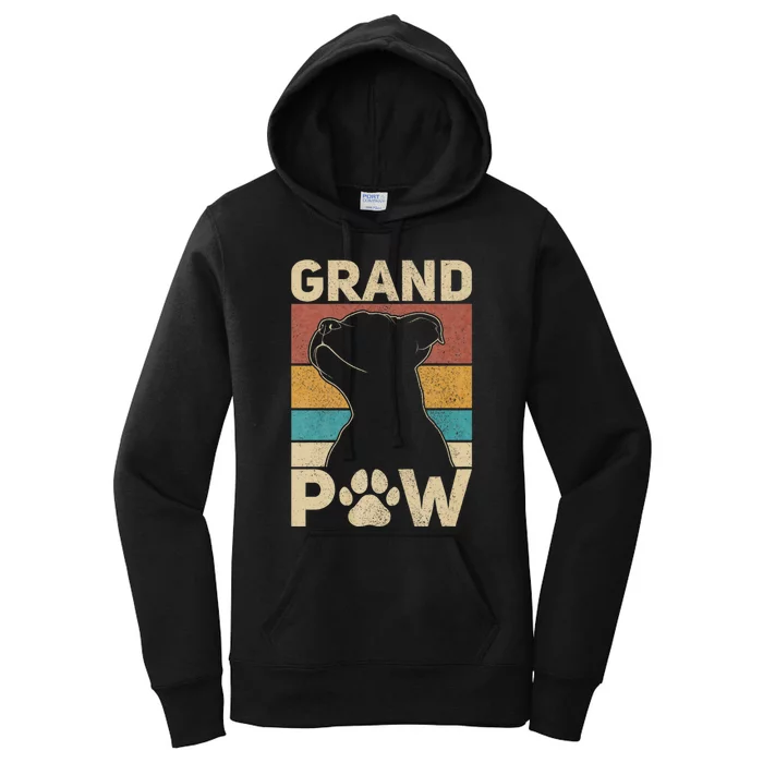 Grandpaw Dog Grandpa Funny Dog Lover Grandfather Pitbull Women's Pullover Hoodie