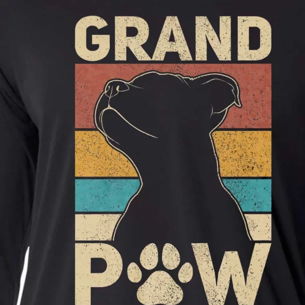 Grandpaw Dog Grandpa Funny Dog Lover Grandfather Pitbull Cooling Performance Long Sleeve Crew