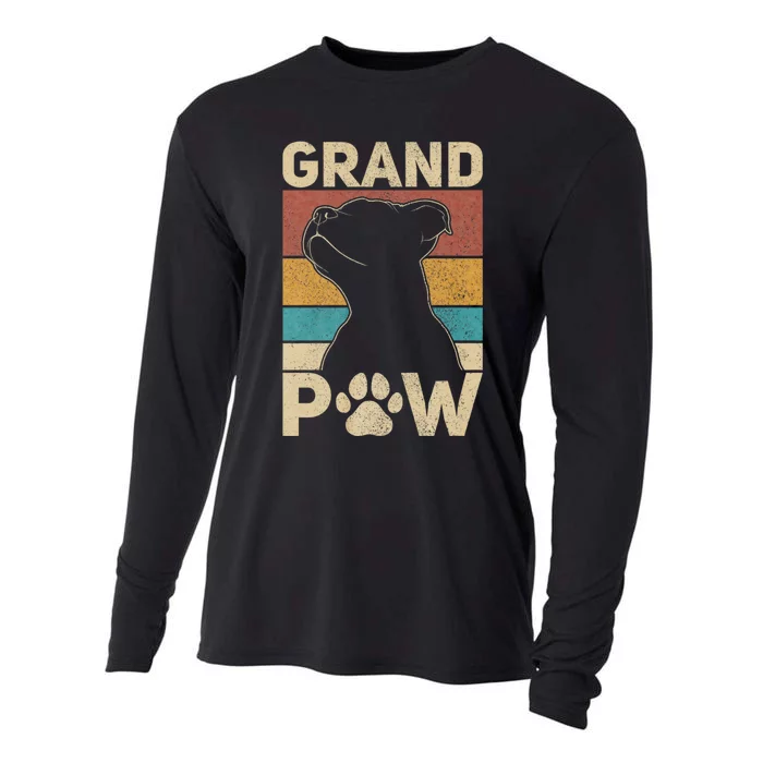 Grandpaw Dog Grandpa Funny Dog Lover Grandfather Pitbull Cooling Performance Long Sleeve Crew