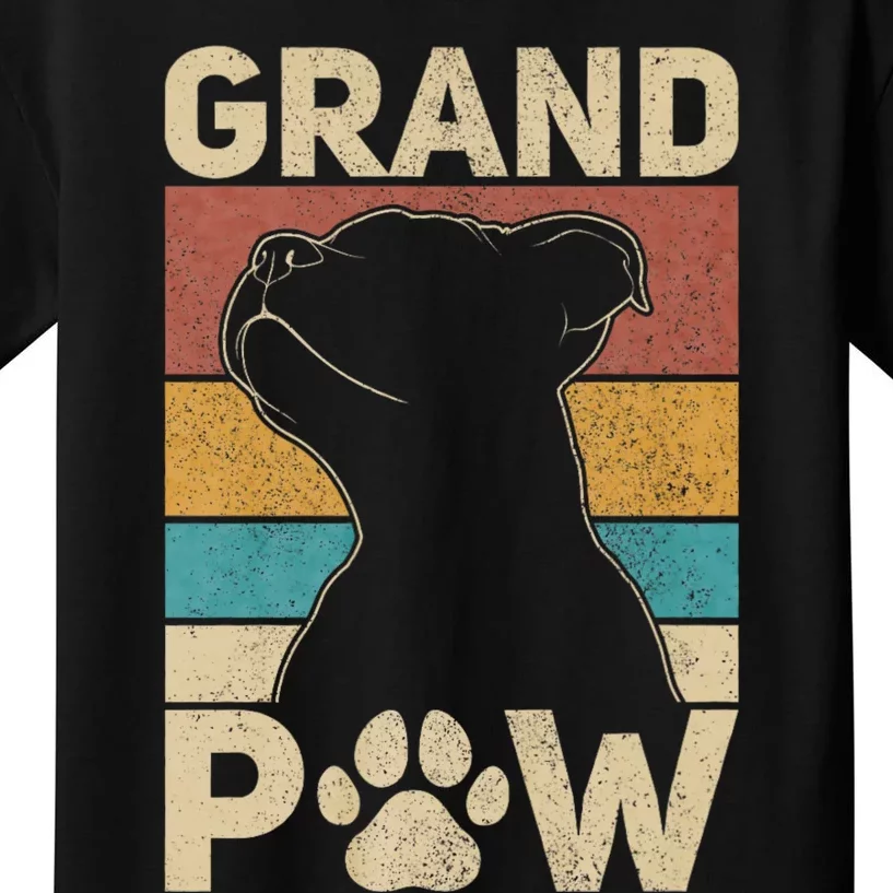 Grandpaw Dog Grandpa Funny Dog Lover Grandfather Pitbull Kids T-Shirt