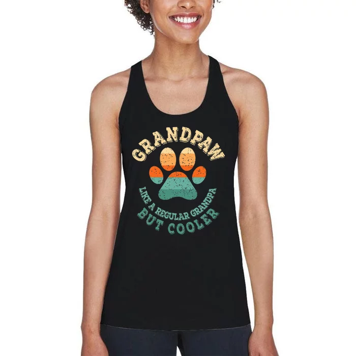 Grandpaw Dog Grandpa Grand Paw Retro Vintage Funny Women's Racerback Tank