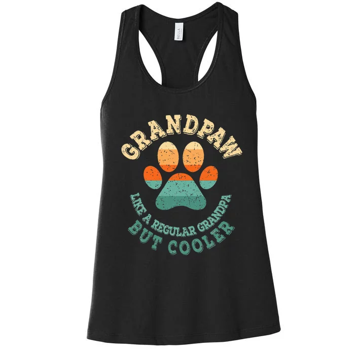 Grandpaw Dog Grandpa Grand Paw Retro Vintage Funny Women's Racerback Tank