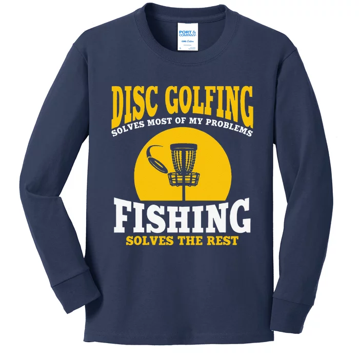 Great Disc Golf And Fishing Gift Kids Long Sleeve Shirt