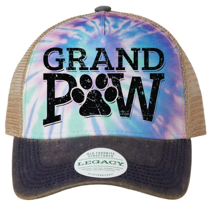 Grandpaw Dog Grandpa Grand Paw Gifts Men Dad Father Legacy Tie Dye Trucker Hat