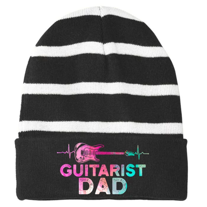 Guitarist Dad Striped Beanie with Solid Band