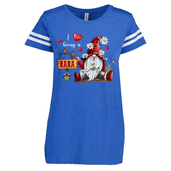 Gnome Daisy Gift I Love Being A Nana Gnome Valentine's Day Gift Enza Ladies Jersey Football T-Shirt