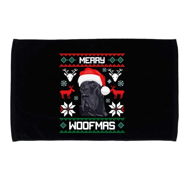 Great Dane Gift For Merry Christmas Woofmas Clothes Gift Microfiber Hand Towel