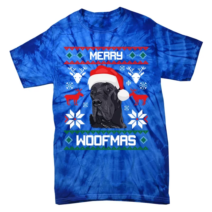 Great Dane Gift For Merry Christmas Woofmas Clothes Gift Tie-Dye T-Shirt