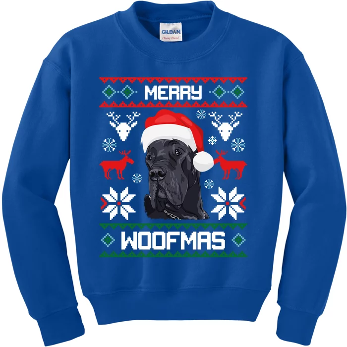 Great Dane Gift For Merry Christmas Woofmas Clothes Gift Kids Sweatshirt