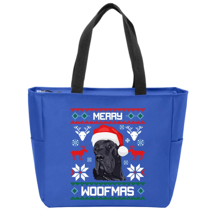 Great Dane Gift For Merry Christmas Woofmas Clothes Gift Zip Tote Bag