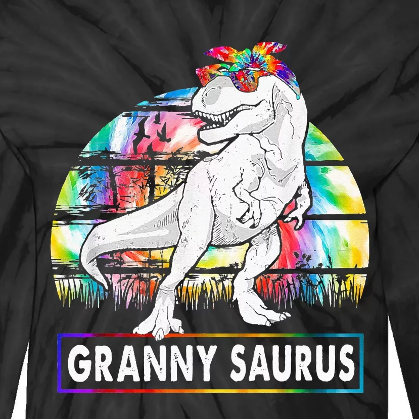 Grannysaurus Dinosaur Granny Saurus Family Matching Tie-Dye Long Sleeve Shirt