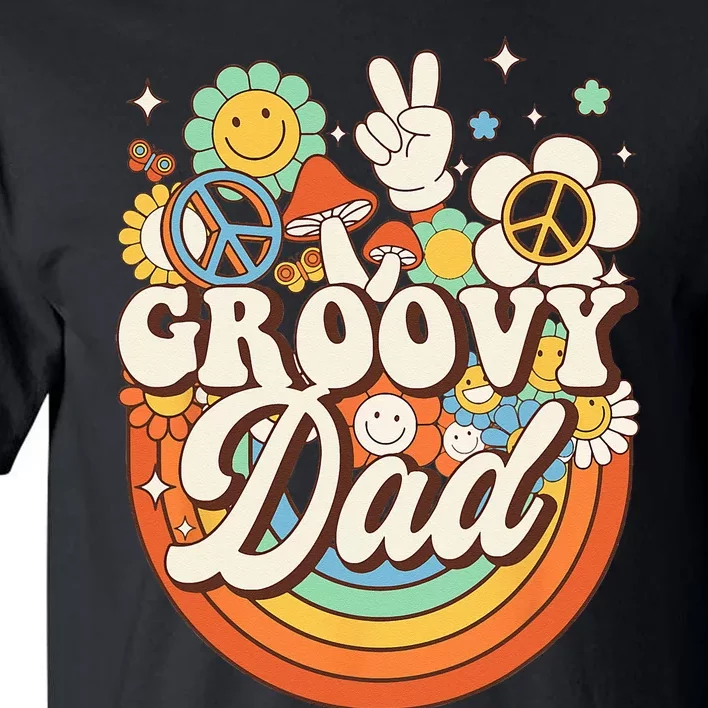 Groovy Dad Hippie Mushroom Peace Retro 60s 70s Aesthetic Tall T-Shirt